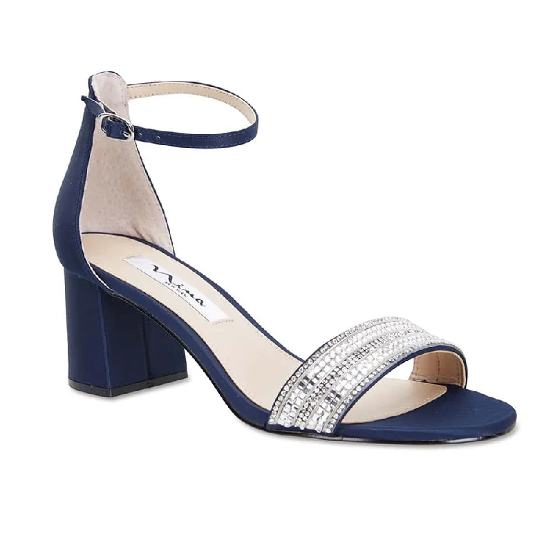 Elenora Heel in Navy Satin