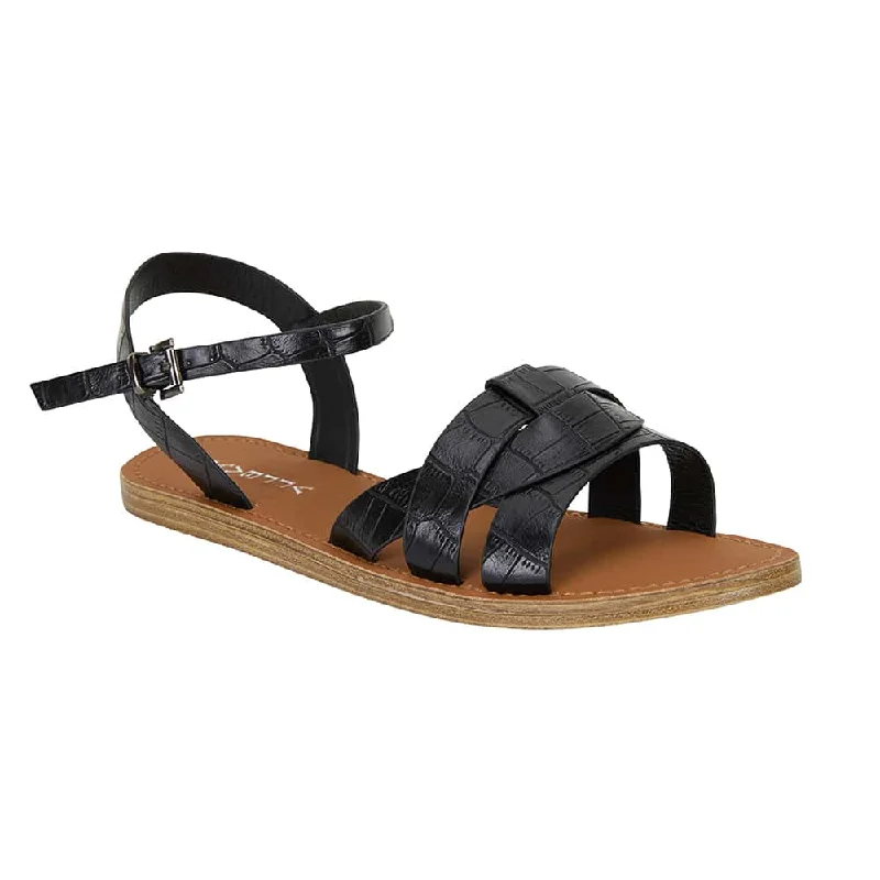 Toby Sandal in Black Smooth