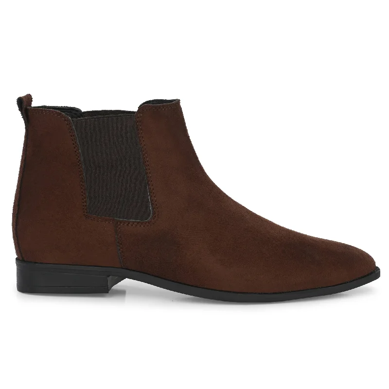 Attitudist Unisex Brown Mid Top Chelsea Boots