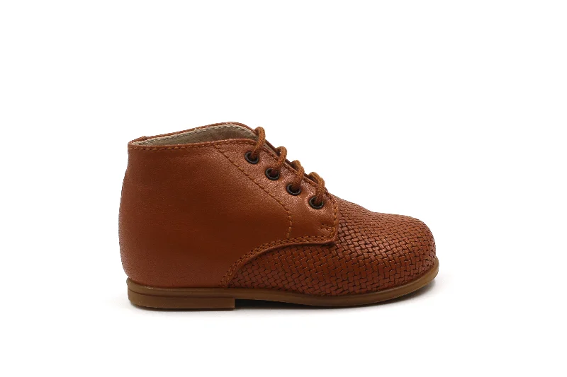 Beberlis Brown Weaved Lace-up Baby Bootie