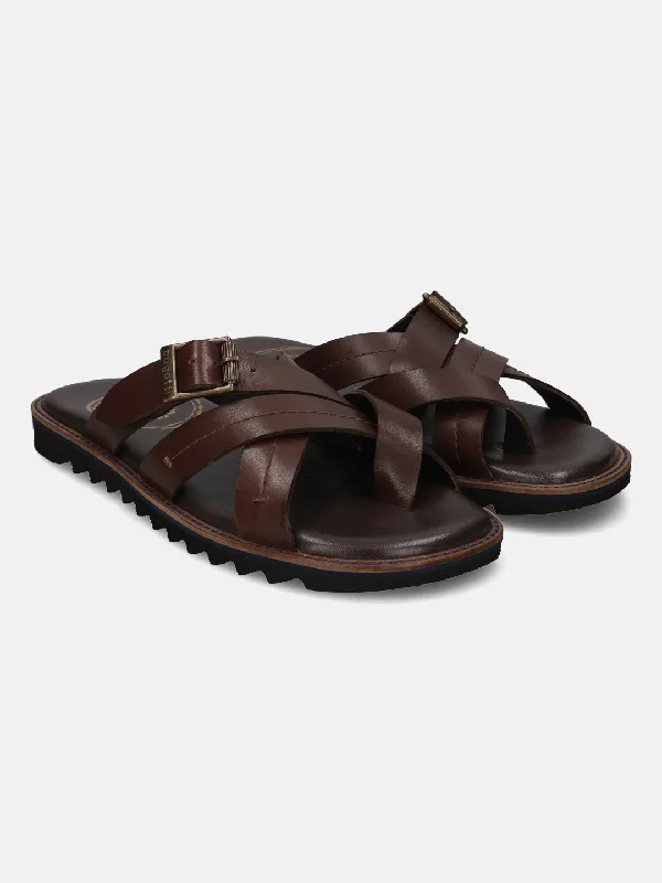 bugatti Dark Brown Cross Strap Sandals