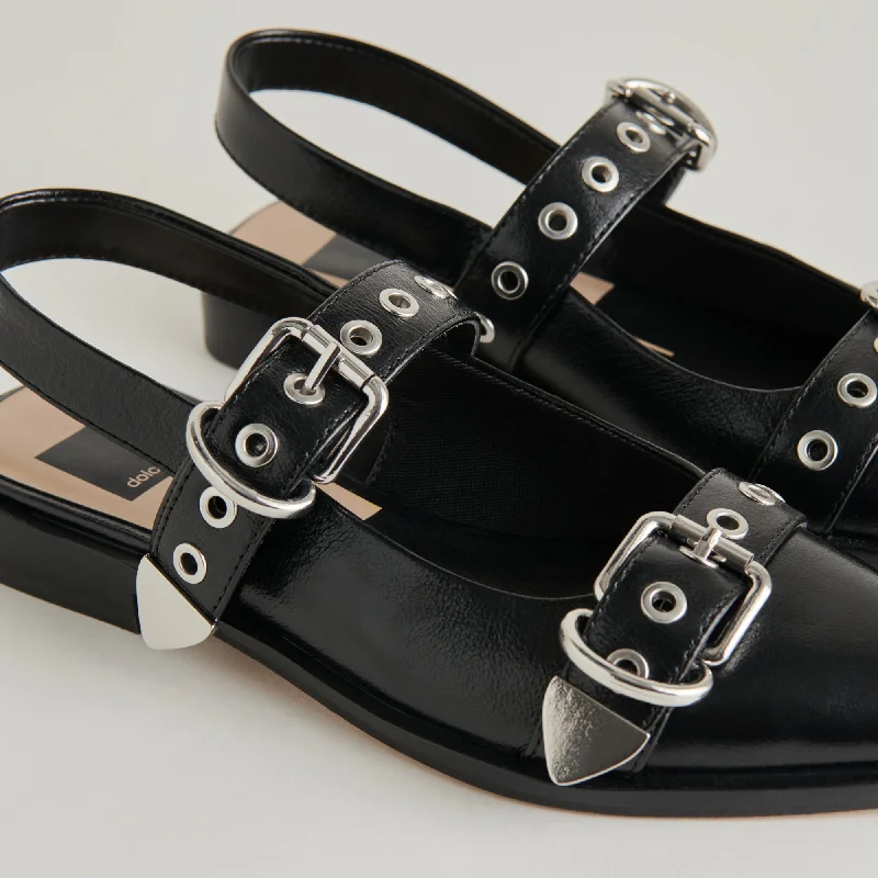 LABELL FLATS MIDNIGHT CRINKLE PATENT