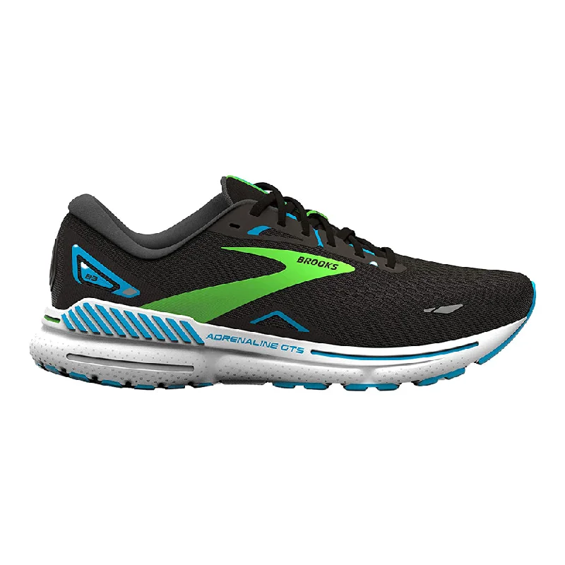 Men's Brooks Adrenaline GTS 23, Black/Hawaiian Ocean/Green, 15 2E Wide