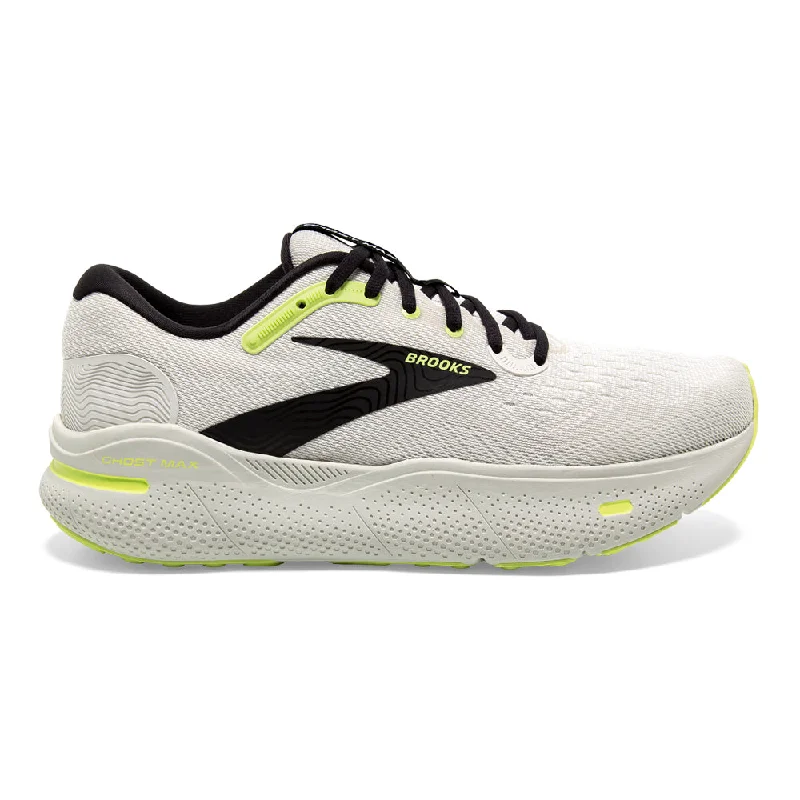 Men's Brooks Ghost Max, Grey/Black/Sharp Green, 8.5 D Medium