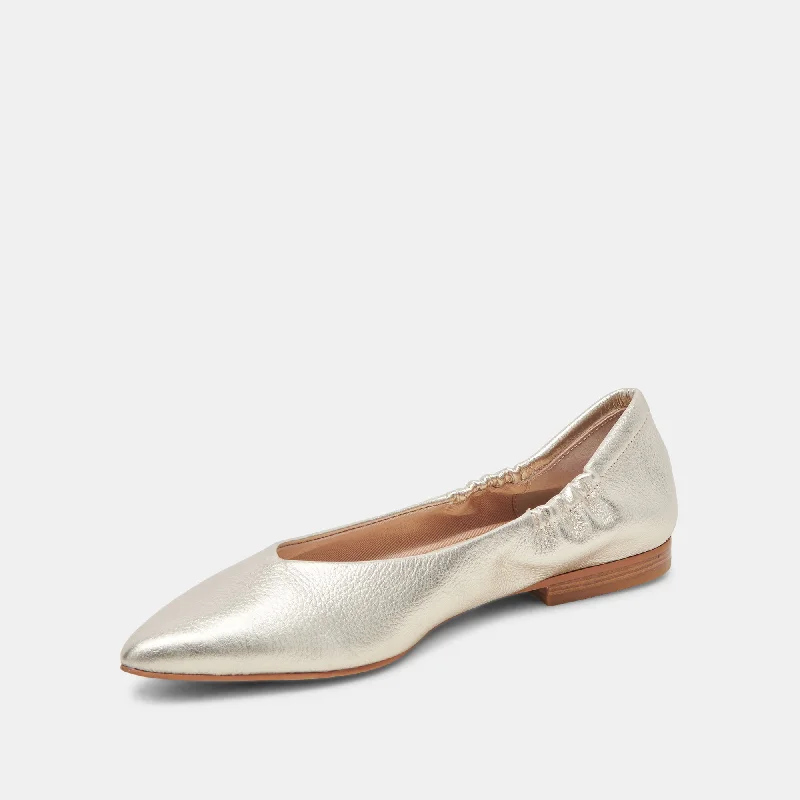 NADAV BALLET FLATS PLATINUM METALLIC LEATHER