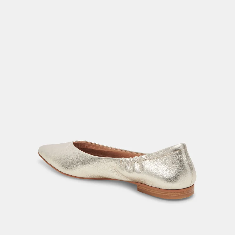 NADAV BALLET FLATS PLATINUM METALLIC LEATHER