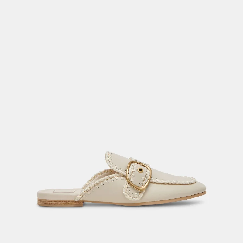 SANTEL STITCH FLATS IVORY LEATHER