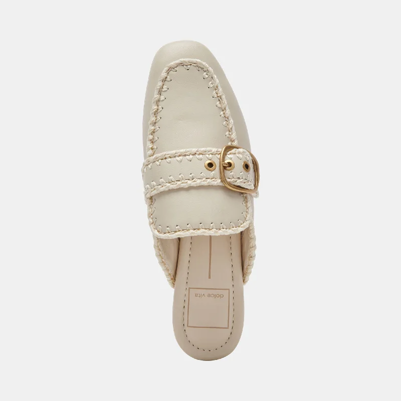 SANTEL STITCH FLATS IVORY LEATHER